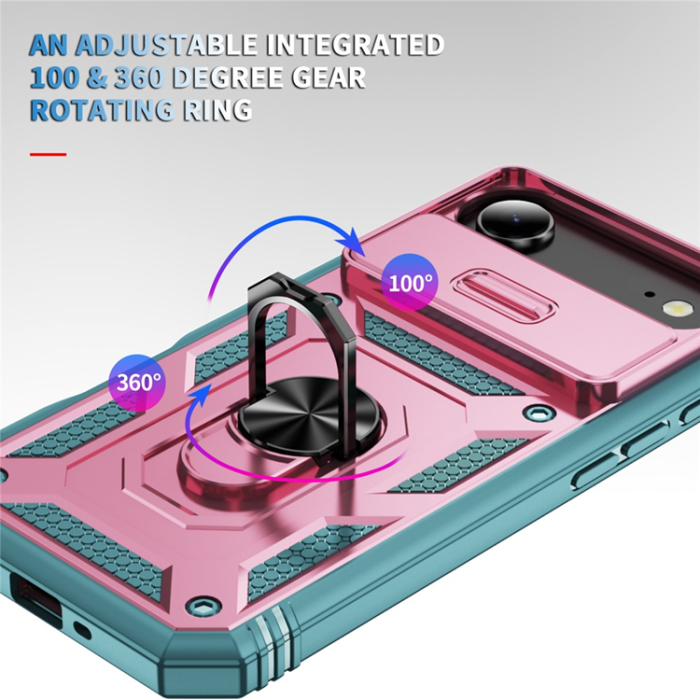 A-One Brand - iPhone Air Mobilskal Slide Camshield Kickstand - Rosa/Grön