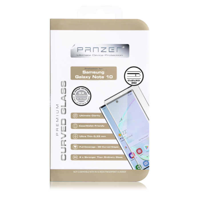 UTGATT1 - Panzer - Curved Glass till Samsung Galaxy Note 10 - Svart