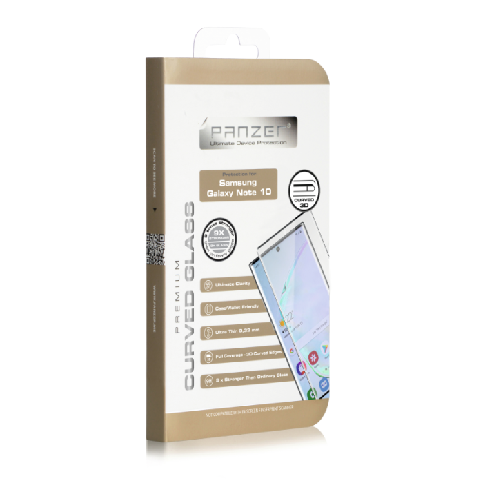 UTGATT1 - Panzer - Curved Glass till Samsung Galaxy Note 10 - Svart