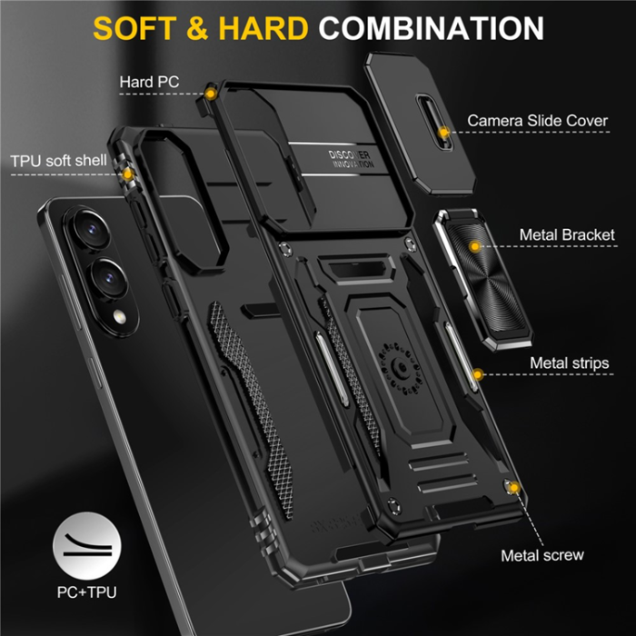 A-One Brand - Galaxy S25 Edge Mobilskal Kickstand Slide - Svart