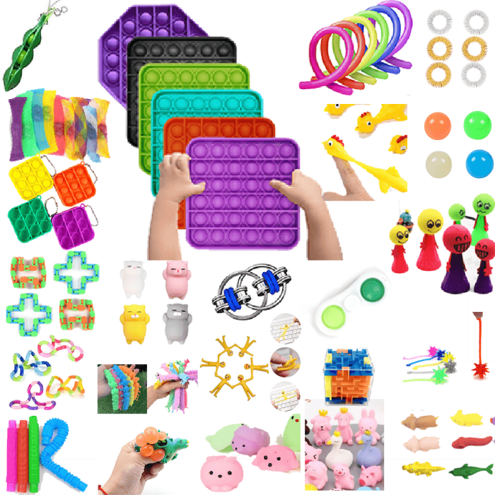 UTGATT5 - 100 Pack Fidget Toy Set Pop it Sensory Toy för Vuxna & Barn