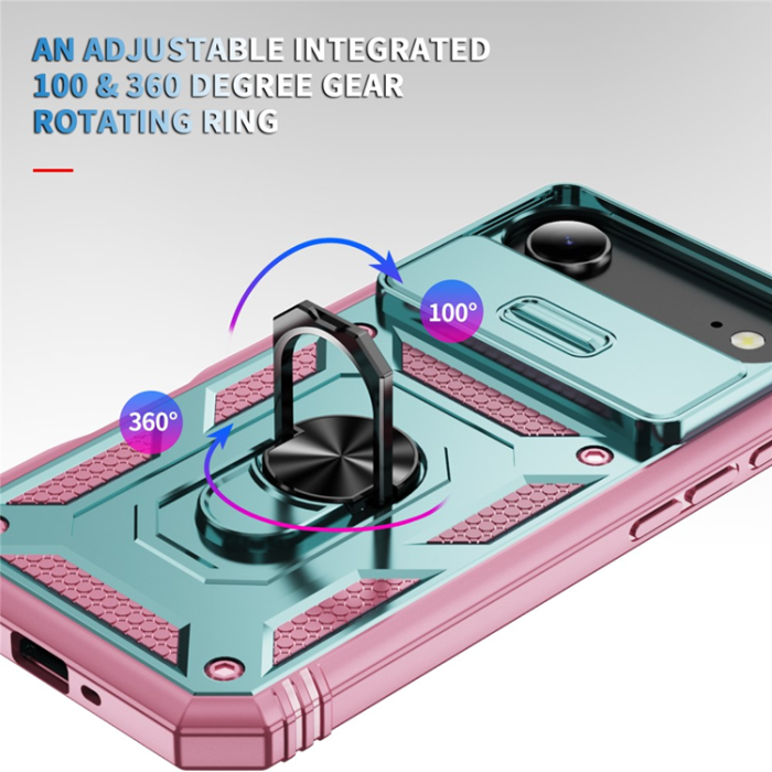 A-One Brand - iPhone Air Mobilskal Slide Camshield Kickstand - Grön/Rosa