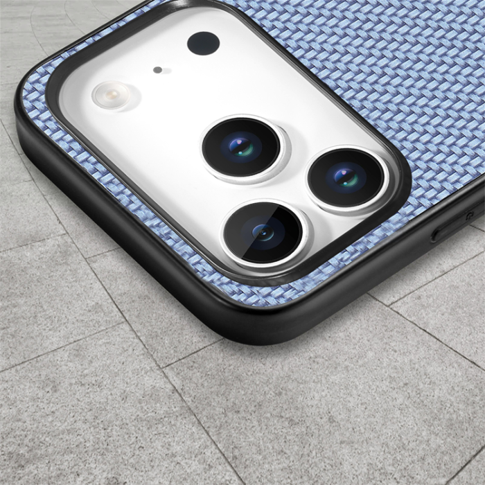 A-One Brand - iPhone 17 Pro Mobilskal Carbon Fiber PU Läder - Blå