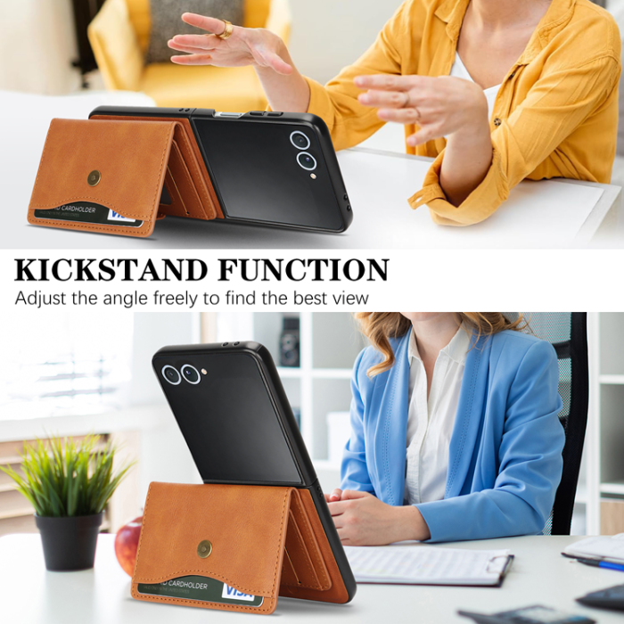 A-One Brand - Galaxy Z Flip 7 Mobilskal MagSafe Detachable Korthållare Kickstand