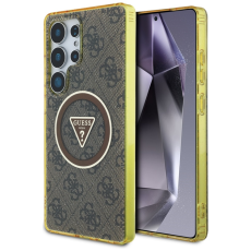 Guess - Guess Mobilskal till Galaxy S25 Ultra MagSafe 4G Glitter Triangle Buttons - Brun