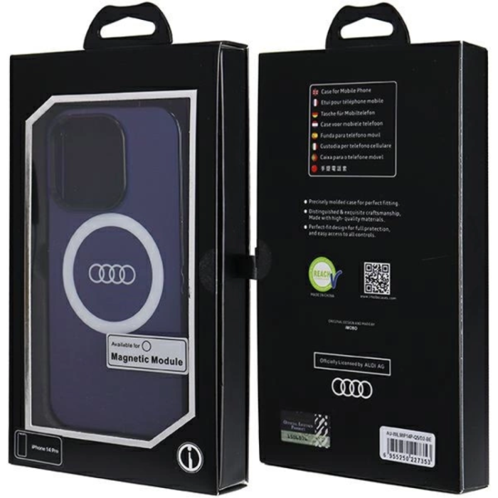 Audi - Audi iPhone 14 Pro Mobilskal Magsafe IML Big Logo - Blå