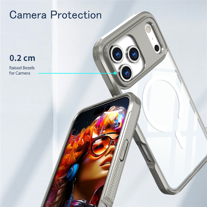 A-One Brand - iPhone 17 Pro Max Mobilskal MagSafe TPU + PC Clear - Titan Grå