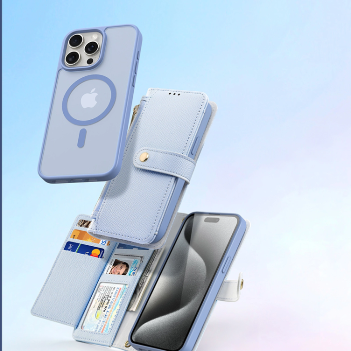 Dux Ducis - Dux Ducis iPhone 15 Pro Plånboksfodral Lawa Läder - Blå