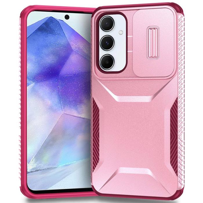 OEM - Samsung Galaxy A55 5G Skal Plast Shockproof - Rosa / Vinröd