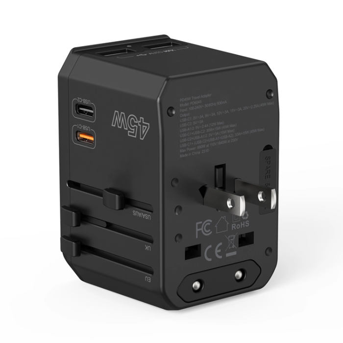Choetech - Choetech GaN Reseladdare 45W USB-C USB-A - Svart