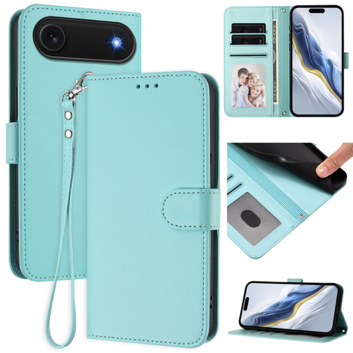 A-One Brand - iPhone 17 Air Plånboksfodral Läder med Handledsrem - Mintgrön