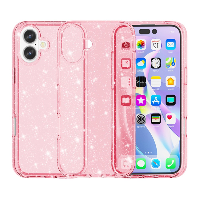 AMORUS - AMORUS iPhone 17 Mobilskal Shockproof - Glitter Rosa