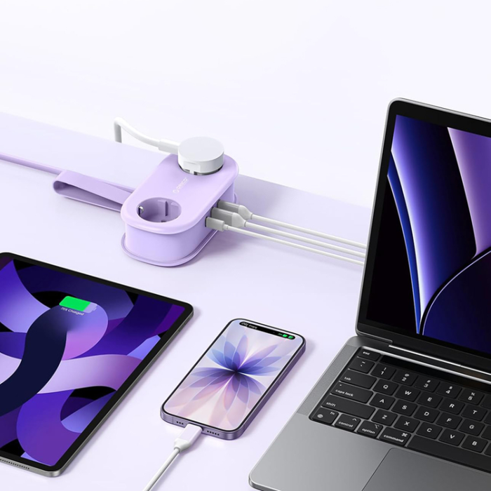 ORICO - Orico 5in1 Grenuttag 20W GaN 2xUSB-A 1xUSB-C 2xAC AP3 - Lila
