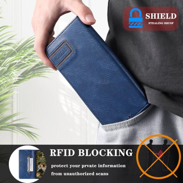 OEM - TTUDRCH Samsung Galaxy S26 Plus Plånboksfodral Konstläder RFID Skydd - Blå