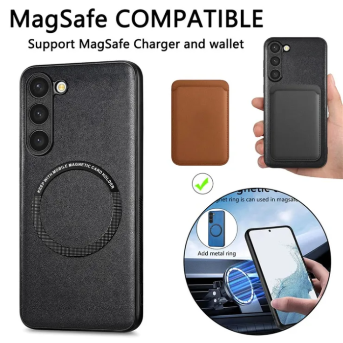 OEM - Galaxy S23 Mobilskal Magsafe PU-Läder - Grön