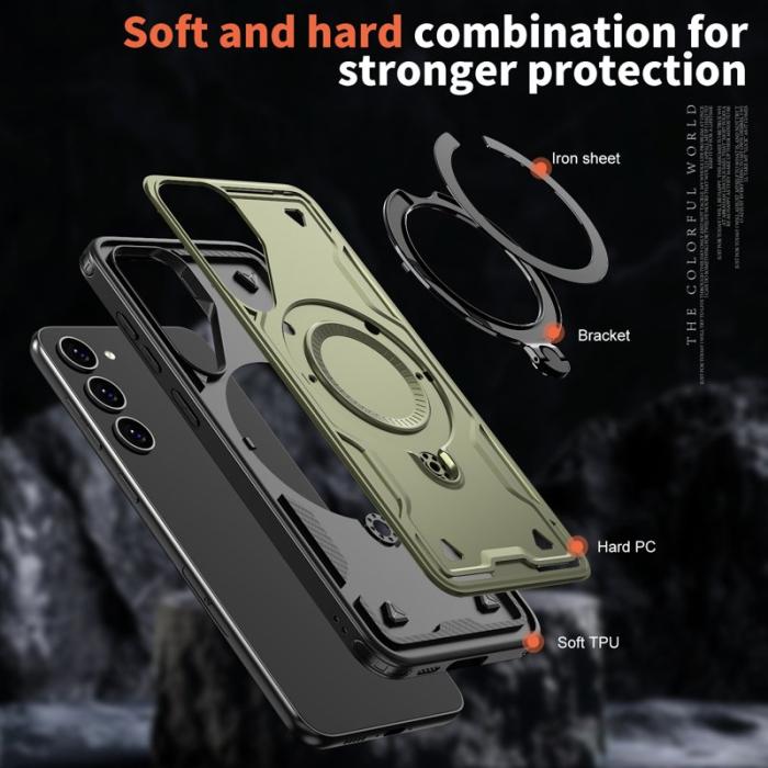 N/A - Mobilskal till Samsung Galaxy S23 Militärskydd Plast Kickstand - Olivgrön