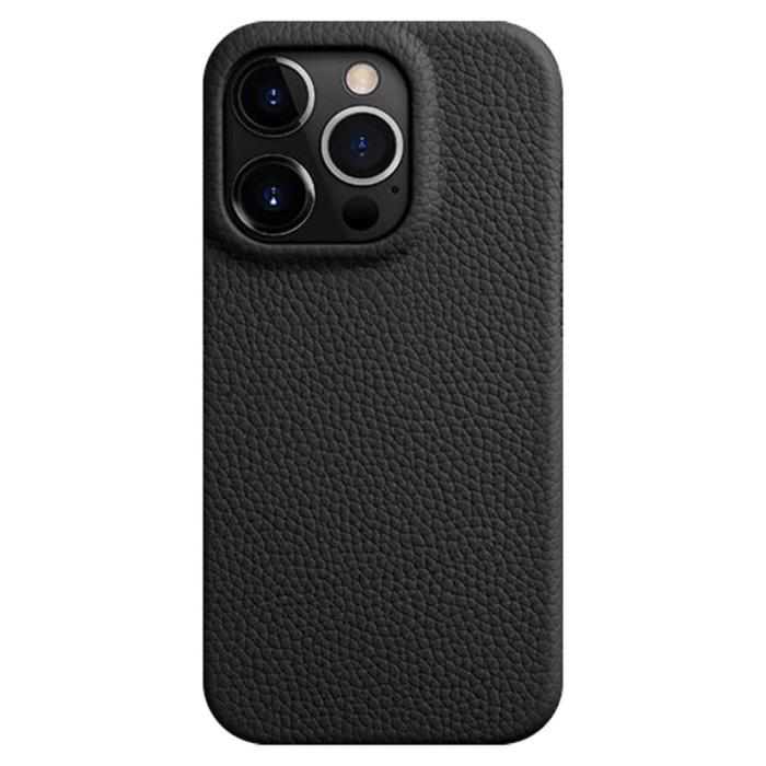 Melkco - MELKCO iPhone 14 Pro Max Magnetiskt Skyddsfodral Äkta Läder Svart