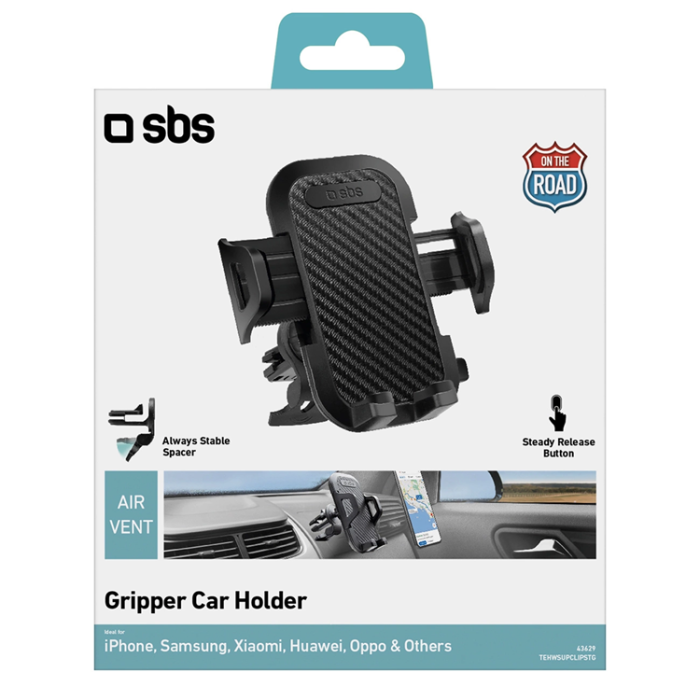 SBS - SBS Mobilhållare Ventilationsgaller Med Reinforced Jaws - Svart