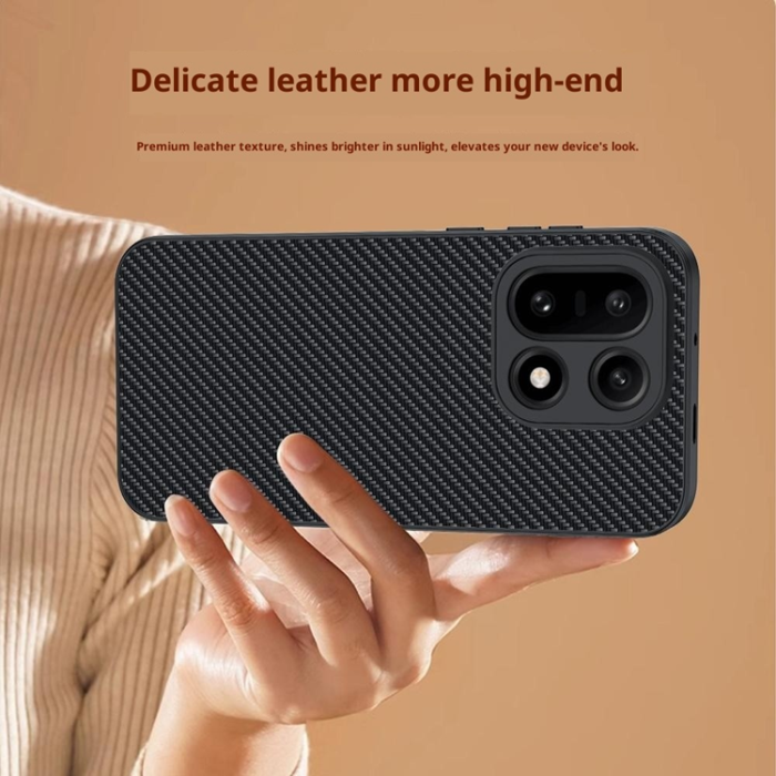 A-One Brand - OnePlus 15 5G Mobilskal Carbon Fiber Texture Läder - Guld
