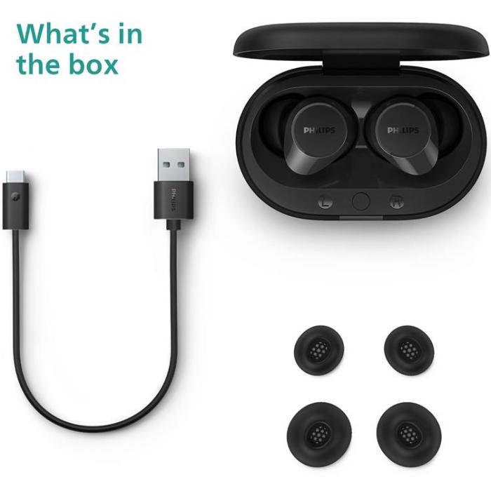 Philips - PHILIPS True Wireless Hörlurar 6+18 tim Speltid - Svart