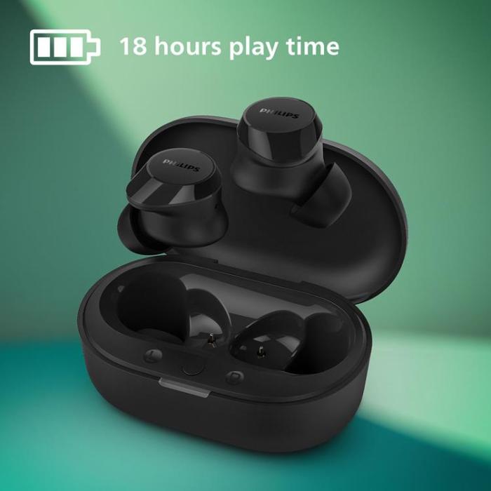 Philips - PHILIPS True Wireless Hörlurar 6+18 tim Speltid - Svart