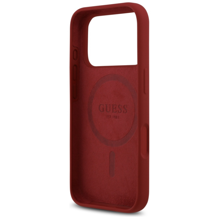 Guess - Guess iPhone 17 Pro Mobilskal Magsafe Script Metal Logo - Magenta