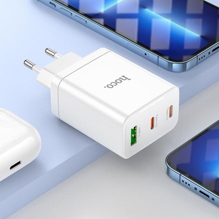 Hoco - Hoco Väggladdare 35W 2xType C + USB A N33 - Vit