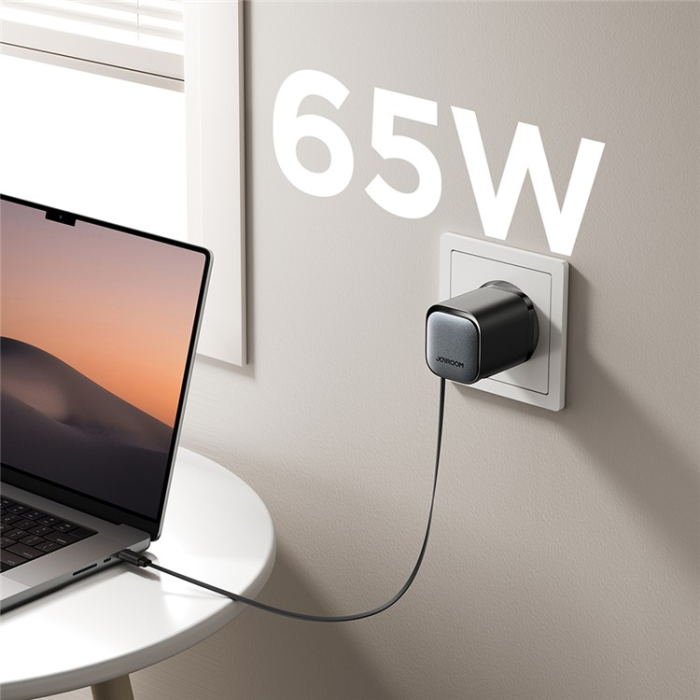 Joyroom - JOYROOM Snabbladdare 65W USB-C/USB-A Infällbar USB-C Kabel EU