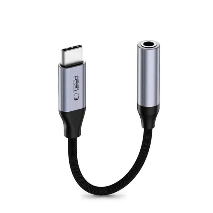 Tech-Protect - Tech-Protect Mini Jack 3.5mm Till USB-C Kabel Adapter Ultraboost - Grå