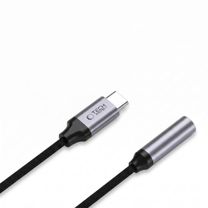 Tech-Protect - Tech-Protect Mini Jack 3.5mm Till USB-C Kabel Adapter Ultraboost - Grå