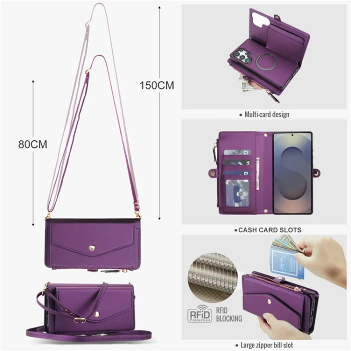 A-One Brand - Galaxy S25 Ultra Plånboksfodral MagSafe Detachable - Lila