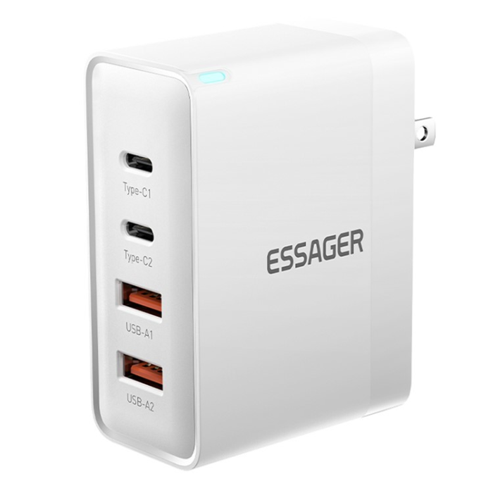 ESSAGER - ESSAGER Väggladdare 100W 2x USB-C - 2x USB-A ES-CD37 US Vit