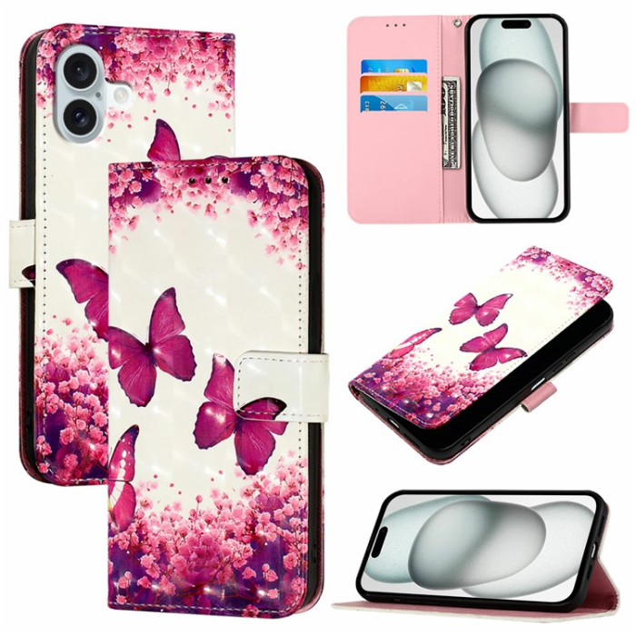 A-One Brand - iPhone 16 Plånboksfodral Printing Pattern Med Rem
