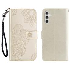 OEM - Pl&aring;nboksfodral f&ouml;r Samsung Galaxy S26 Konstl&auml;der med rem - Guld