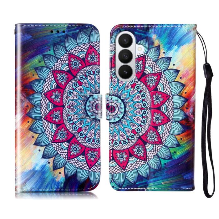 OEM - Plånboksfodral för Samsung Galaxy S26 Konstläder med rem - Mandala Flower