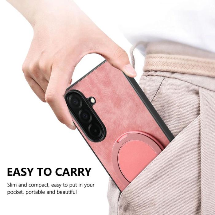 OEM - Mobilskal för Samsung Galaxy S26 Konstläder Kickstand - Rosa