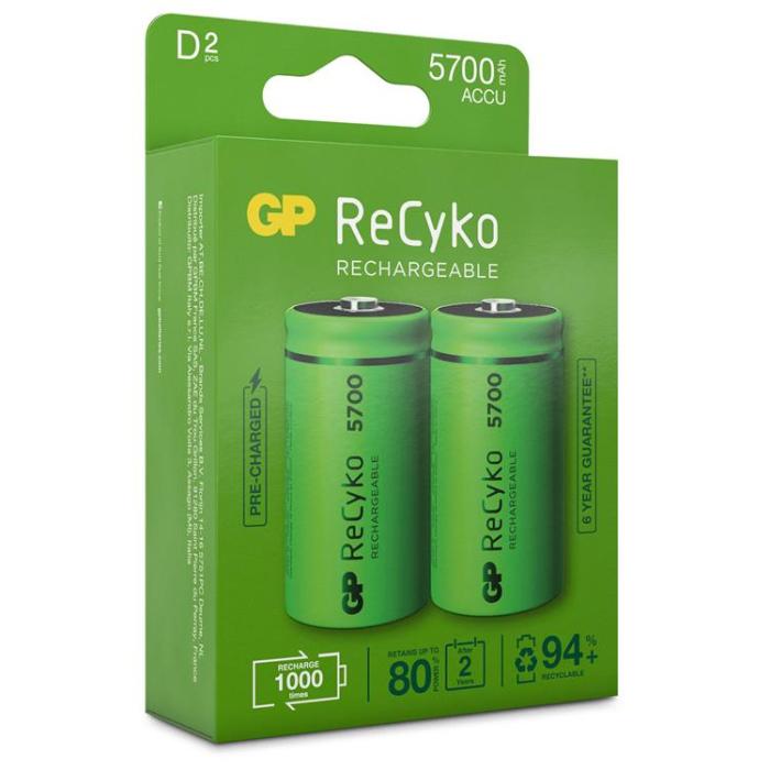 UTGATT5 - GP 2-Pack ReCyko Laddningsbara D-batterier 5700mAh
