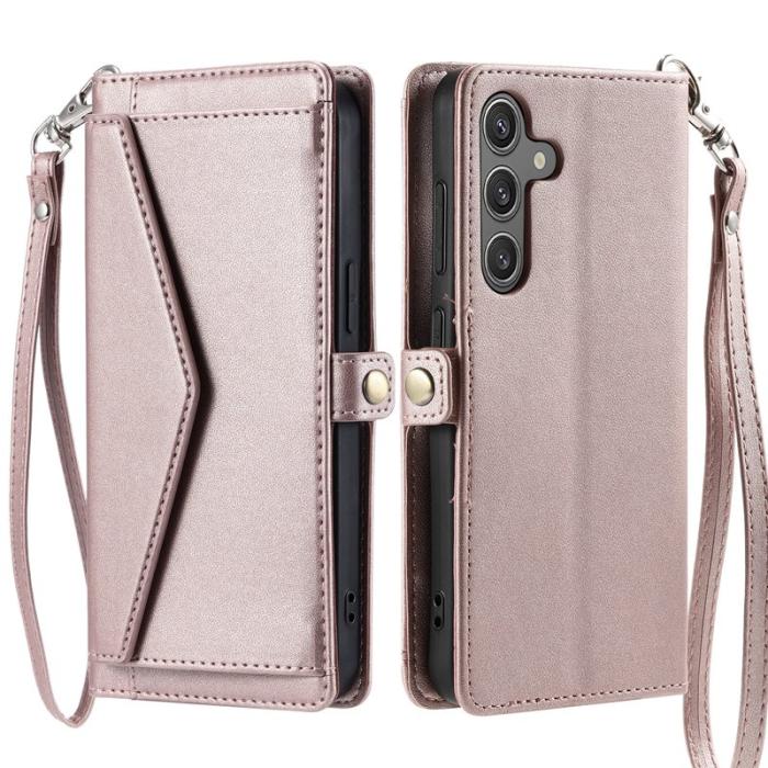 OEM - ABEEL Samsung Galaxy S26 Plus Plånboksfodral Konstläder Ställ - Roséguld
