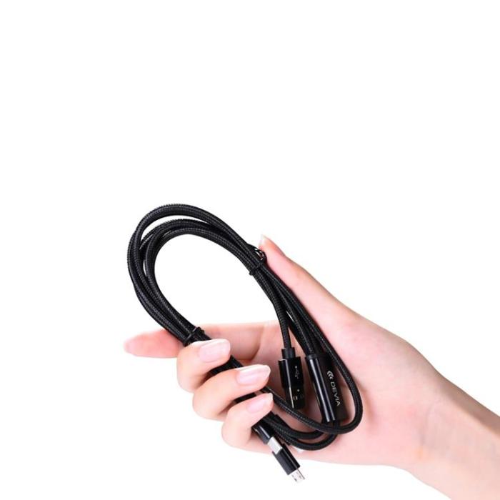 Devia - Devia 3in1 USB/MicroUSB/Lightning/Typ-C Kabel 1.2m 3A Gracious EC048