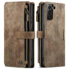 Caseme - CASEME Konstl&auml;der Pl&aring;nboksfodral f&ouml;r Samsung Galaxy S21 4G/5G - Brun