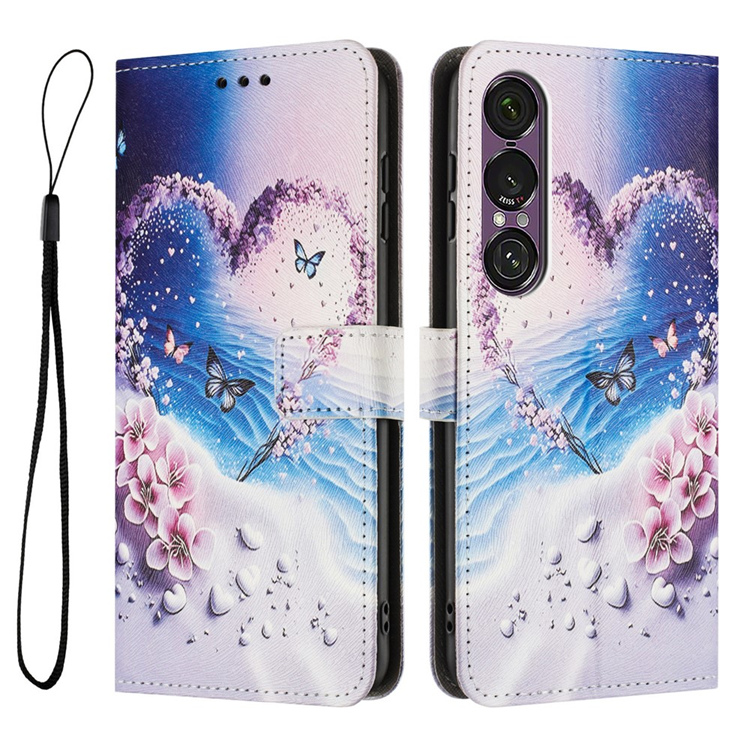 Sony Xperia 1 VII Plånboksfodral Pattern Printing - Heart Butterfly | 2353 | AlltMobil