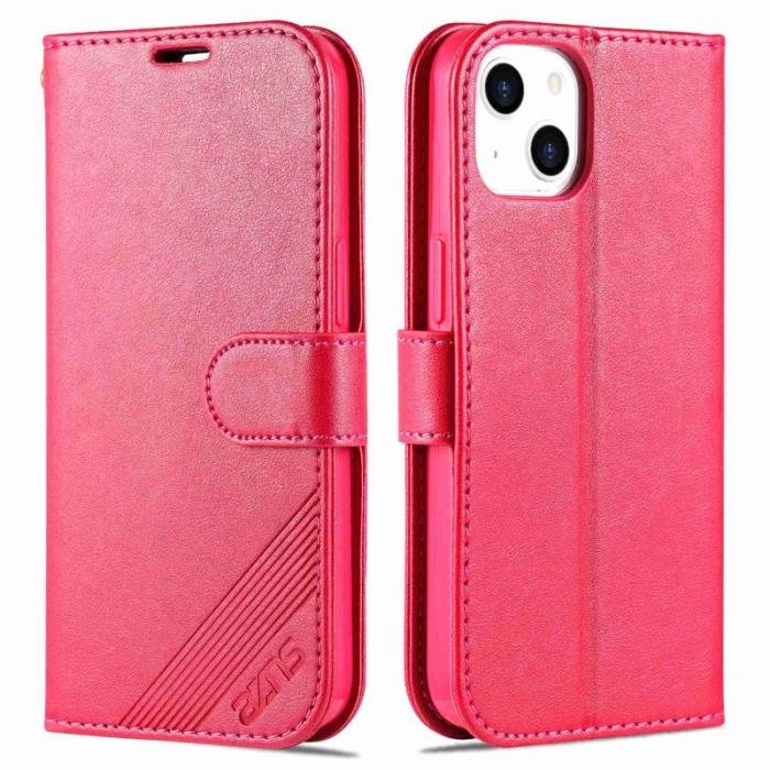 AZNS - AZNS iPhone 14 Plus Plånboksfodral i Konstläder - Röd
