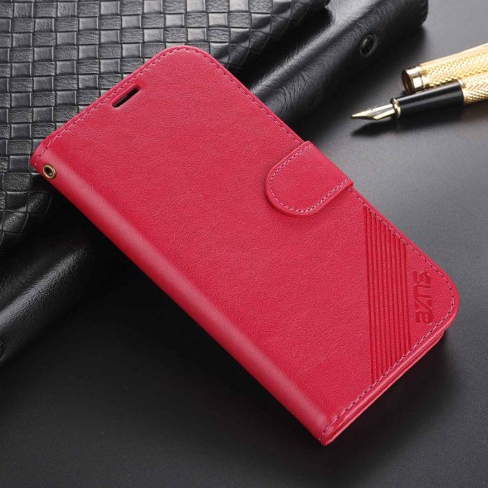 AZNS - AZNS iPhone 14 Plus Plånboksfodral i Konstläder - Röd