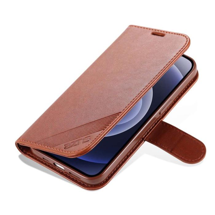 AZNS - AZNS iPhone 14 Plus Plånboksfodral i Konstläder - Stöttålig - Brun