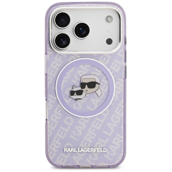 KARL LAGERFELD - Karl Lagerfeld iPhone 17 Pro Mobilskal Magsafe Glitter Karl Och Choupette Heads