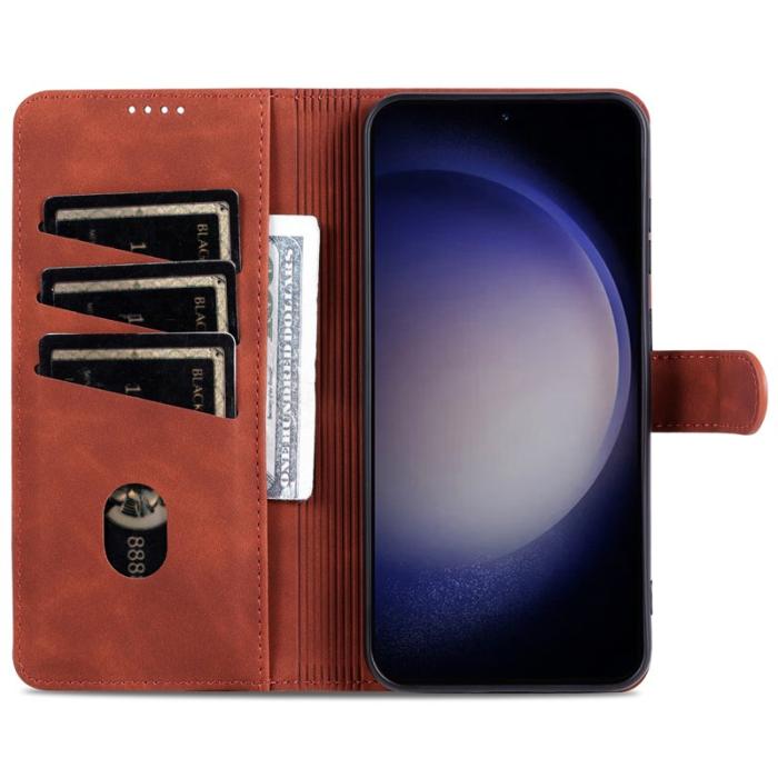AZNS - AZNS Samsung Galaxy S23 FE Plånboksfodral Slim Konstläder - Brun