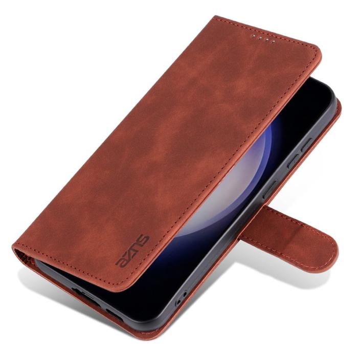 AZNS - AZNS Samsung Galaxy S23 FE Plånboksfodral Slim Konstläder - Brun