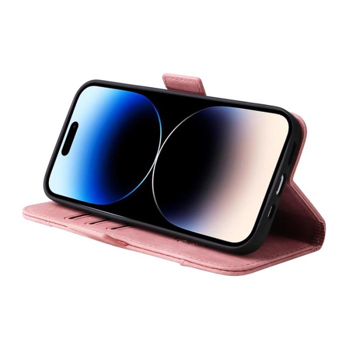 BETOPNICE - BETOPNICE 001 iPhone 15 Pro Plånboksfodral Multifunktionellt Konstläder - Rosa