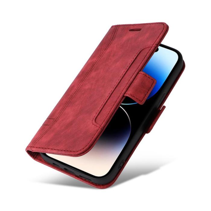 BETOPNICE - BETOPNICE 001 iPhone 15 Pro Plånboksfodral Multifunktionellt Konstläder - Röd
