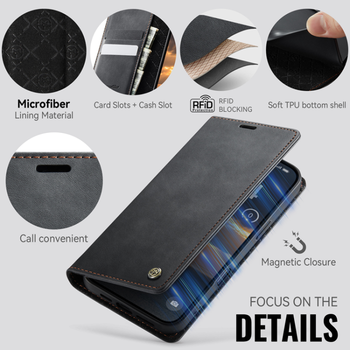 Caseme - Caseme iPhone 17 Pro Plånboksfodral RFID Blocking 033 - Svart